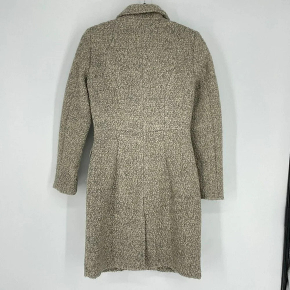 H&M Overcoat Women's Sz 4 Brown Shearling Tunic Button Up Collared Welt Pockets - Picture 2 of 12